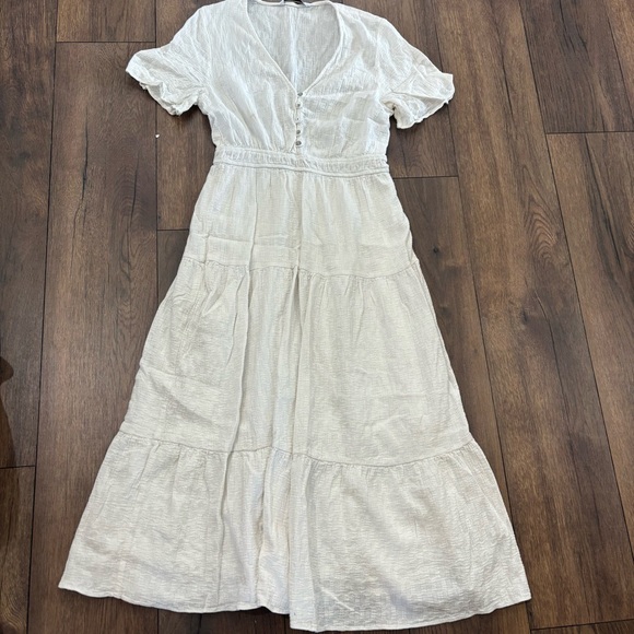Zara Dresses & Skirts - Zara White Button Front Maxi Dress, Size Medium